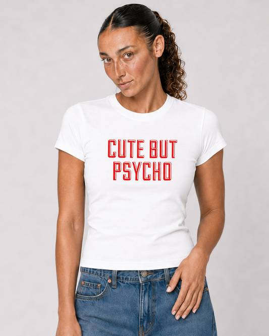 Cute But Psycho Baby Tee | White