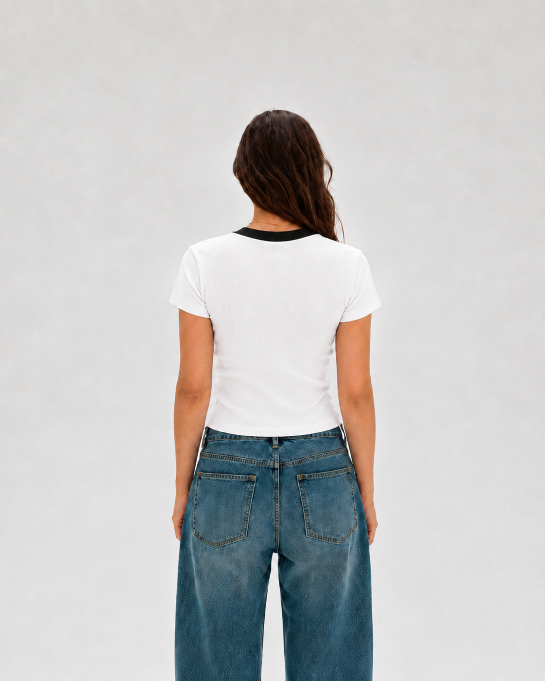 Tiger Star Baby Tee – White front and back views