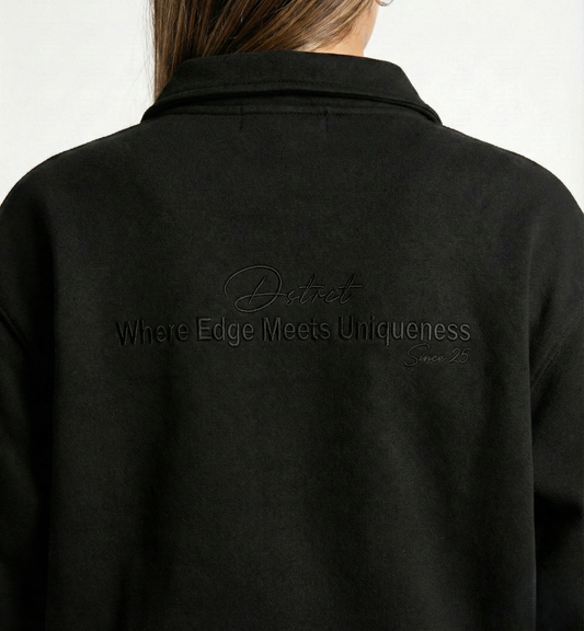 Embroidered Polo Sweatshirt - Black