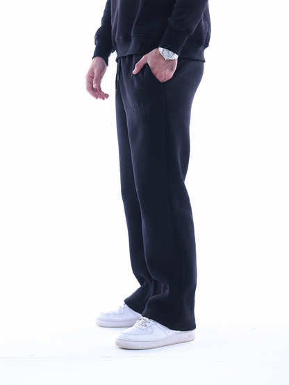Embroidered Wide Leg Pants | Black