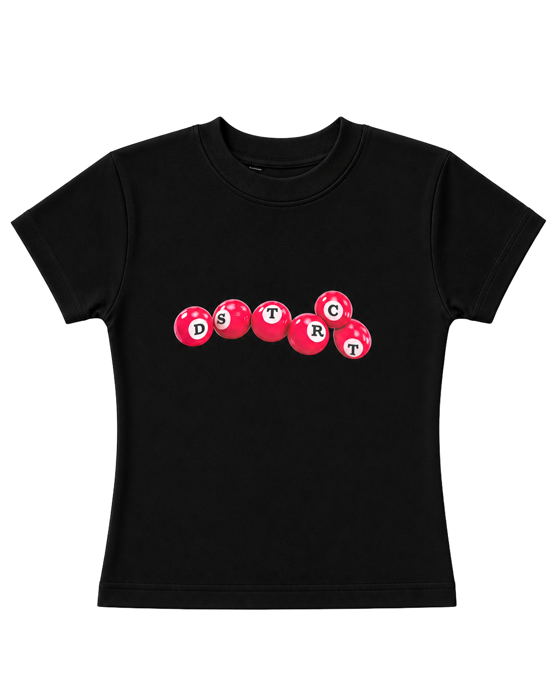 Pink Balls Baby Tee – Black product view
