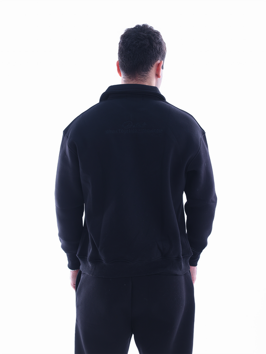 Embroidered Polo Sweatshirt - Black