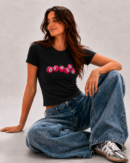 Pink Balls Baby Tee – Black alternate product view 2