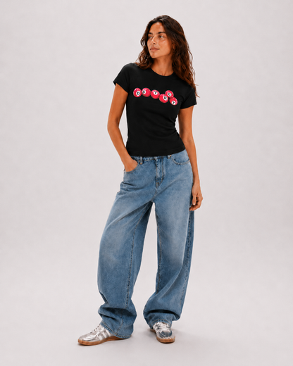 Pink Balls Baby Tee – Black alternate product view 3
