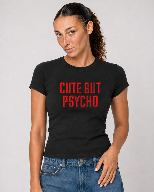 Cute But Psycho Baby Tee | Black