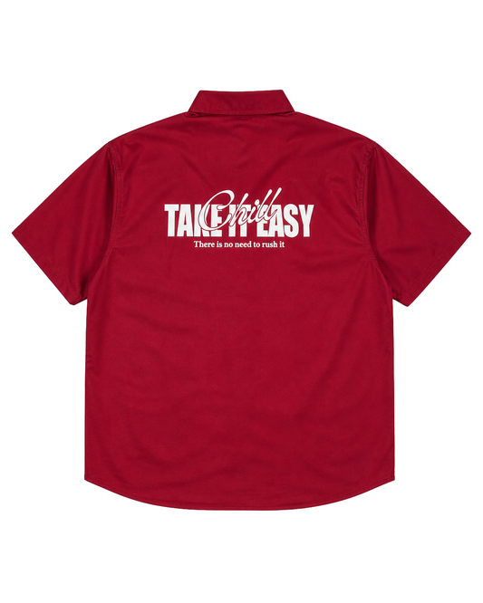 Take It Easy Short Sleeve Shirt | Burgandy