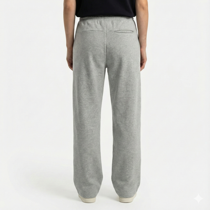 Embroidered Wide Leg Pants - Grey