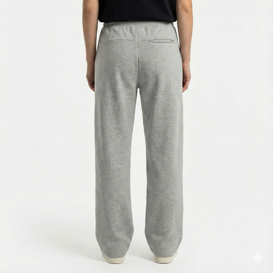 Embroidered Wide Leg Pants - Grey