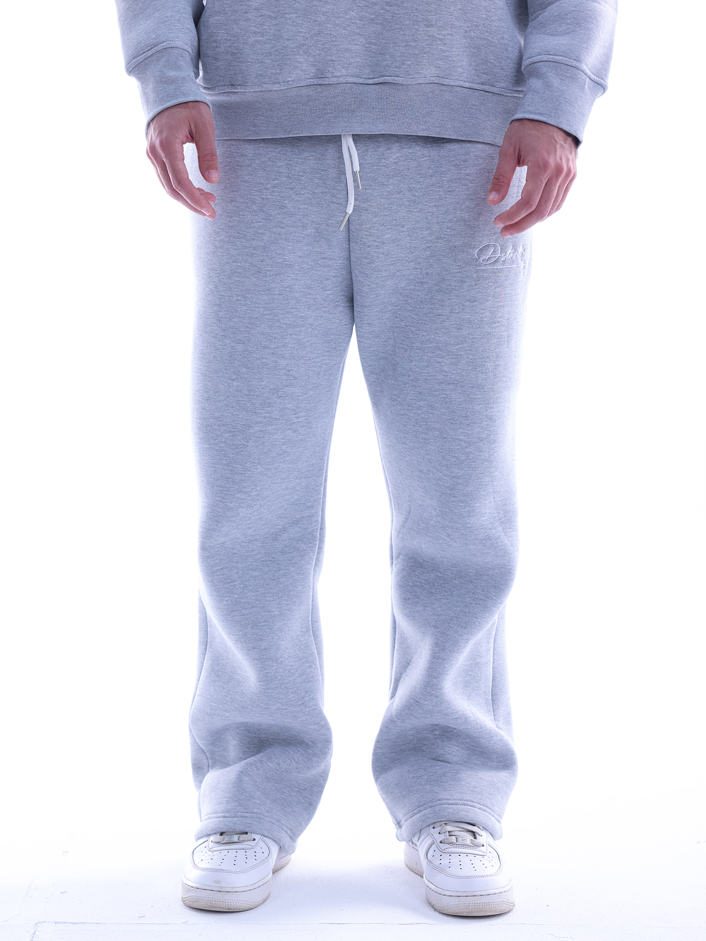 Embroidered Wide Leg Pants - Grey