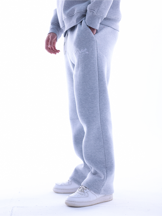 Embroidered Wide Leg Pants - Grey