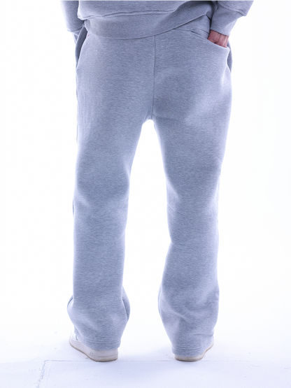 Embroidered Wide Leg Pants - Grey