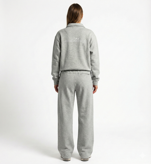 Embroidered Polo Sweatshirt - Grey