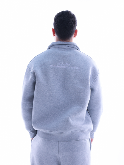 Embroidered Polo Sweatshirt - Grey