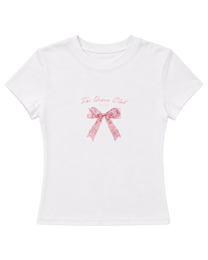 The Queen Club Baby Tee – White product view