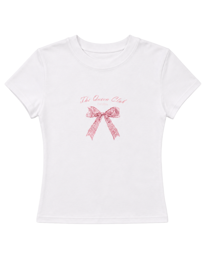 The Queen Club Baby Tee – White product view