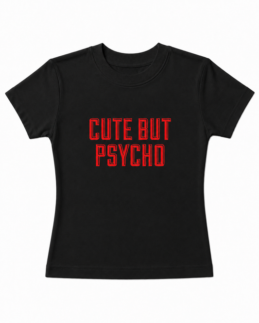 Cute But Psycho Baby Tee – Black product view
