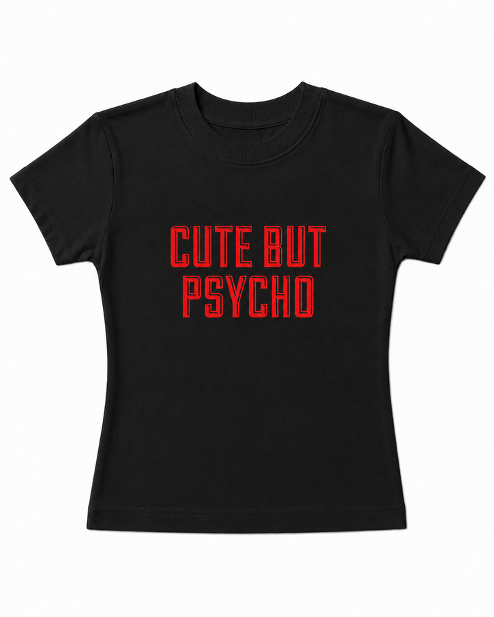 Cute But Psycho Baby Tee – Black product view